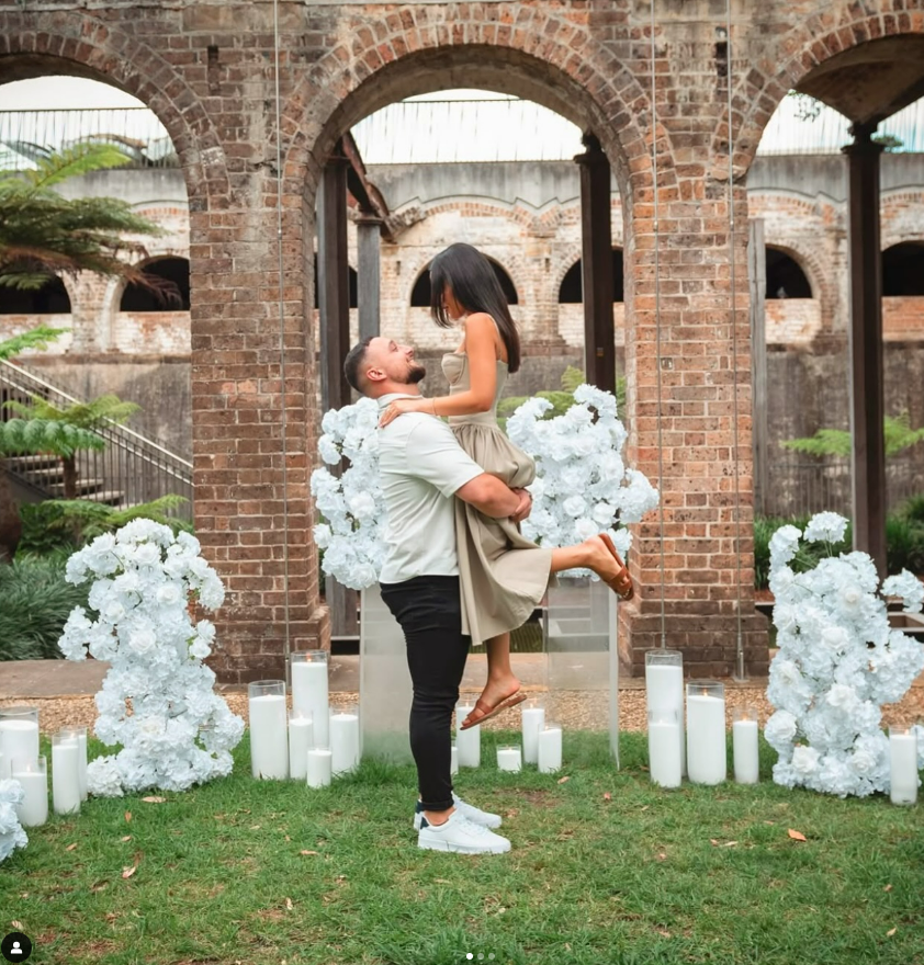 Proposal Set Up - Candles + White Florals