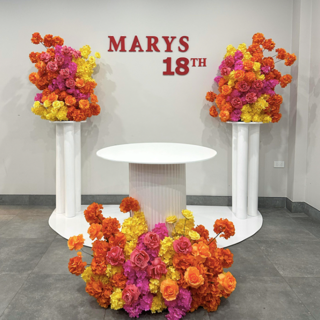 Plinth Set - Bright Pink, Orange and Yellow Florals