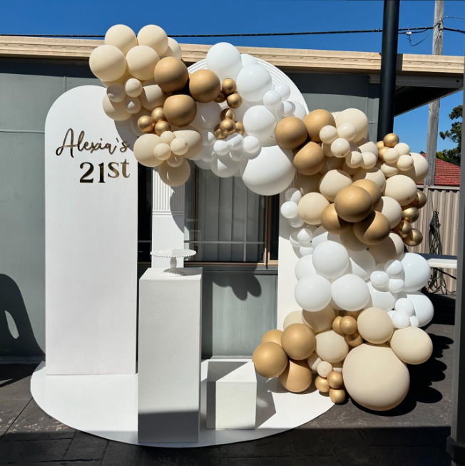 Balloons and Arch Set - Nude, White & Gold