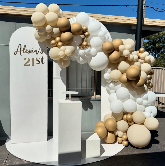 Balloons and Arch Set - Nude, White & Gold