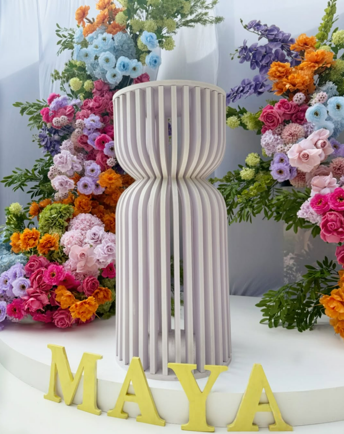 Platform Setup with Colorful Florals