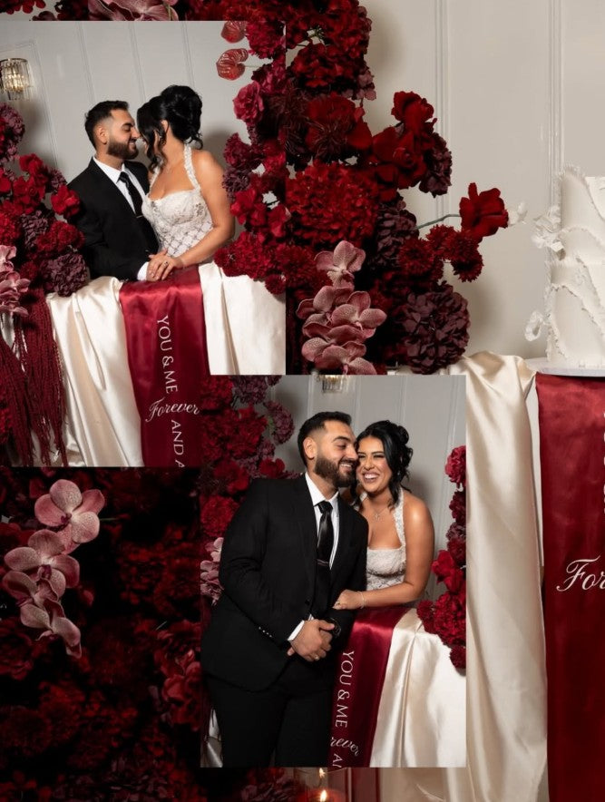 Red florals + Silk Draped Set