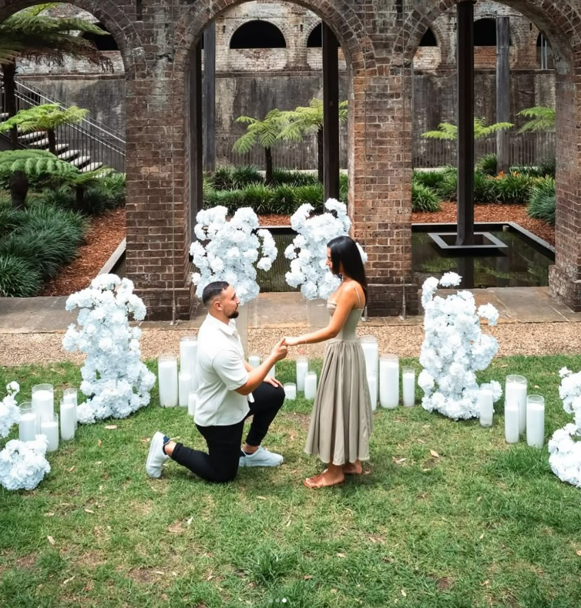 Proposal Set Up - Candles + White Florals