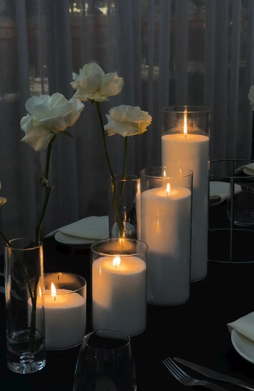Fresh Roses + Sand Candles Set up