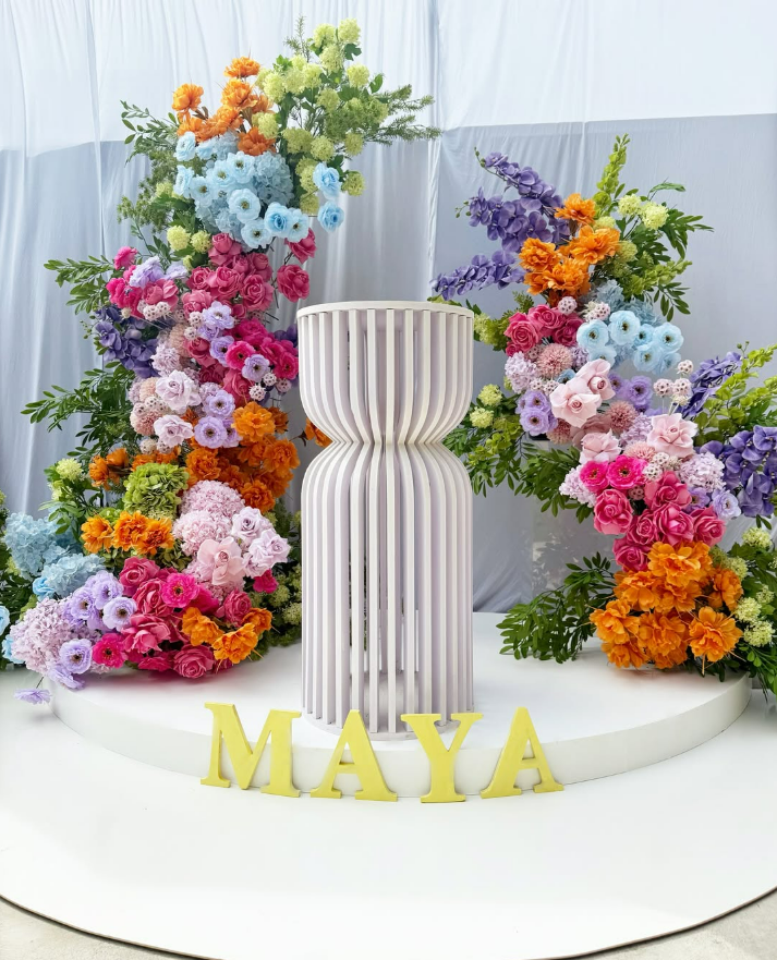 Platform Setup with Colorful Florals